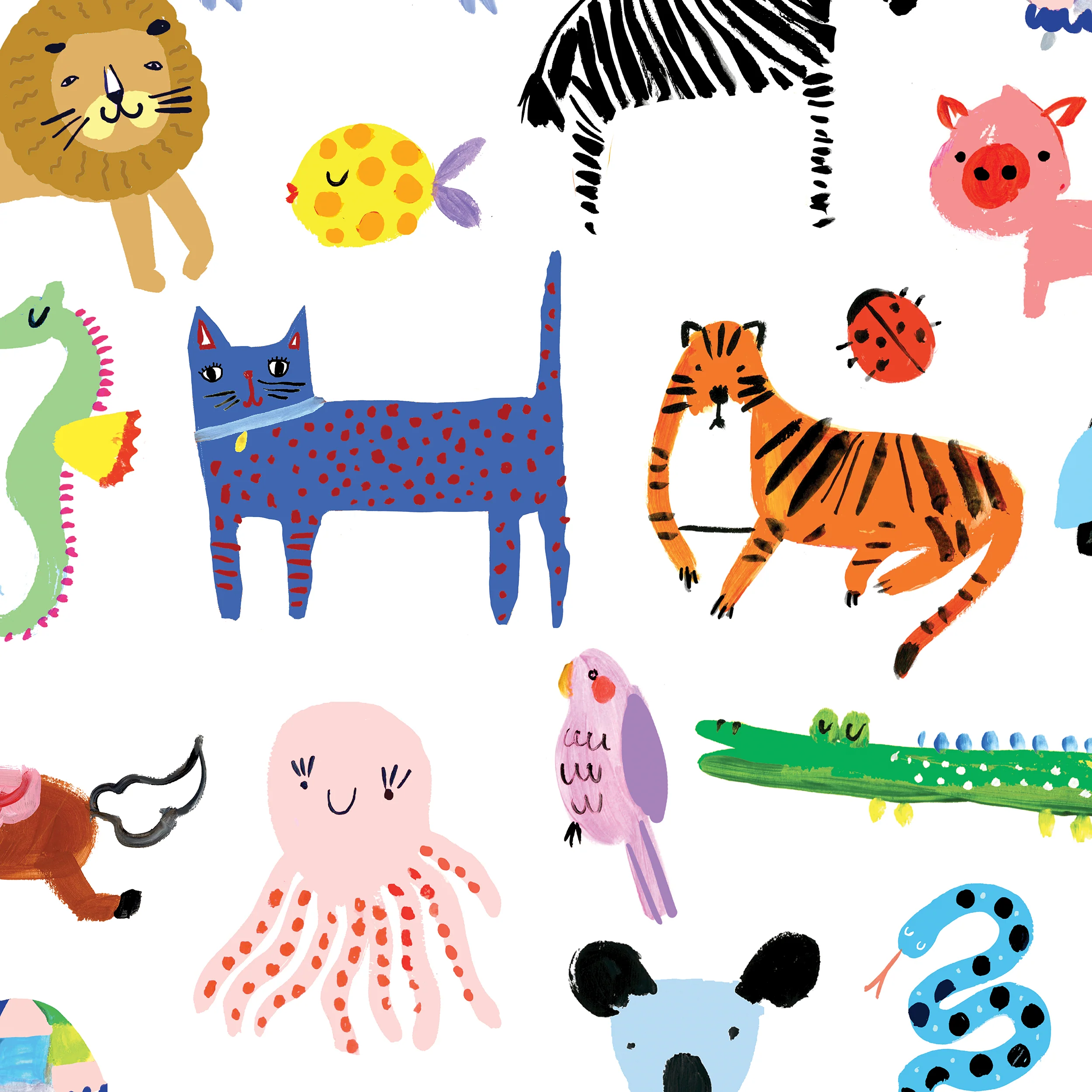 Animal Doodles Mural Wallpaper - Image 2
