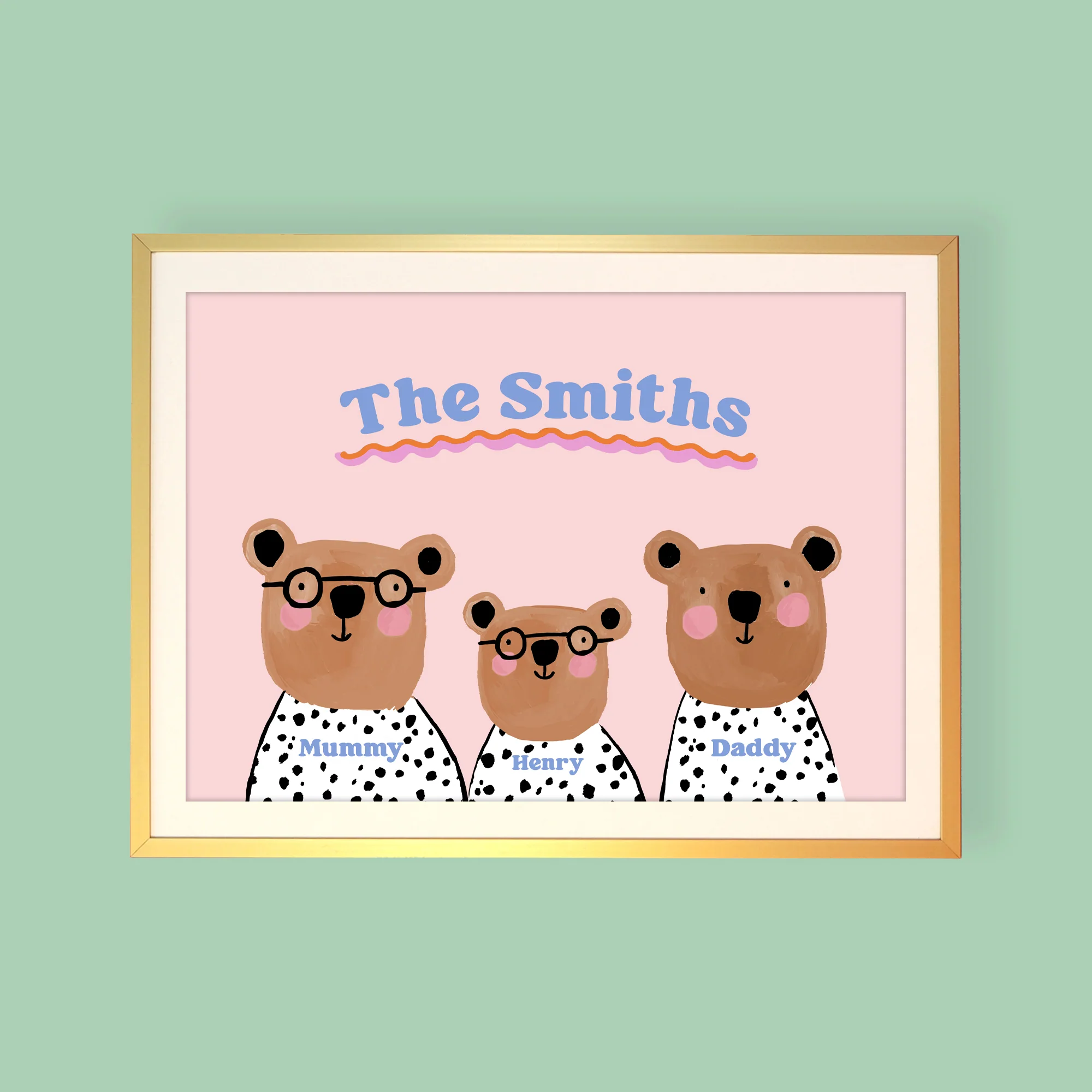 Bear Family Dalmatian Personalised Print - Image 3