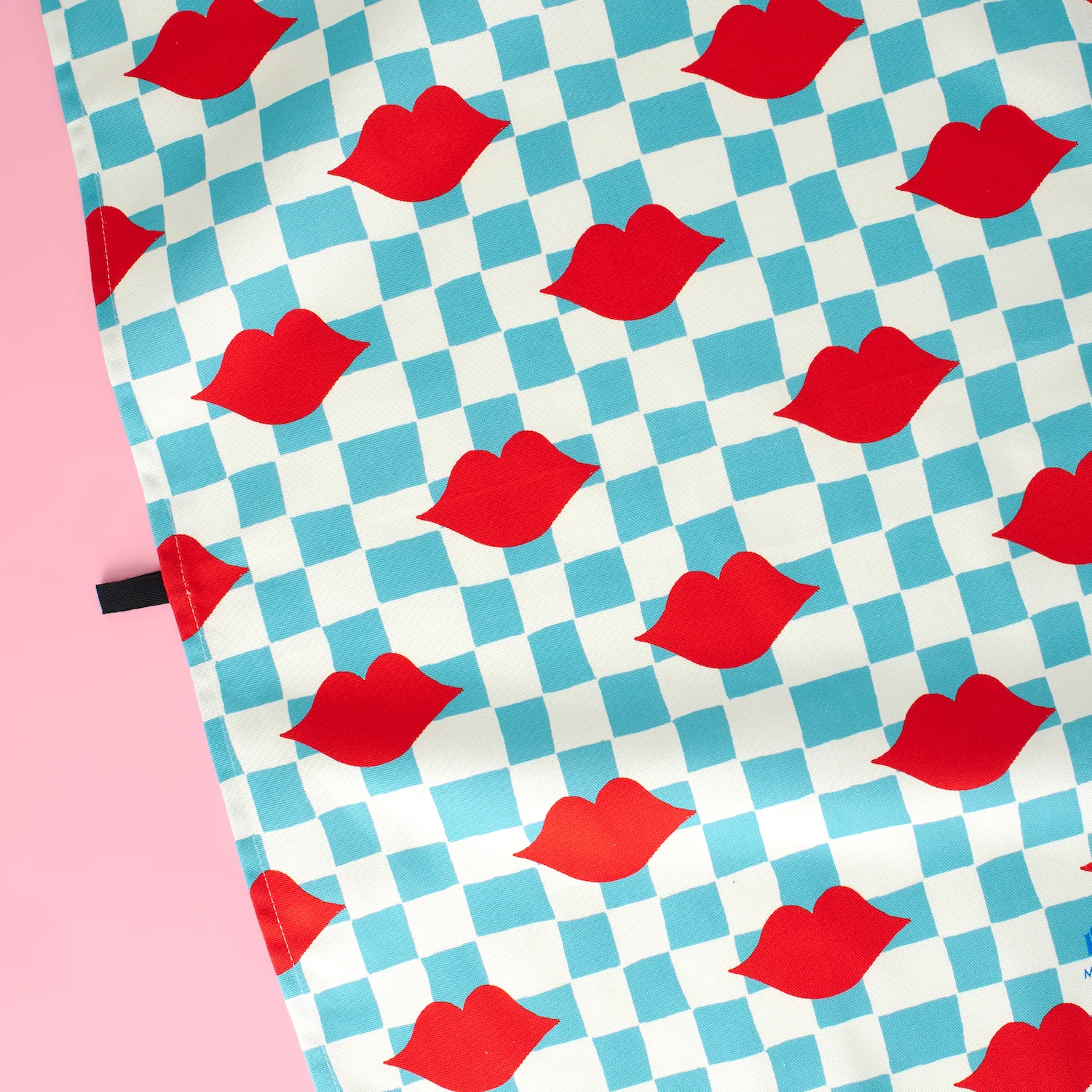 Blue Checkerboard Lips Tea Towel - Image 2