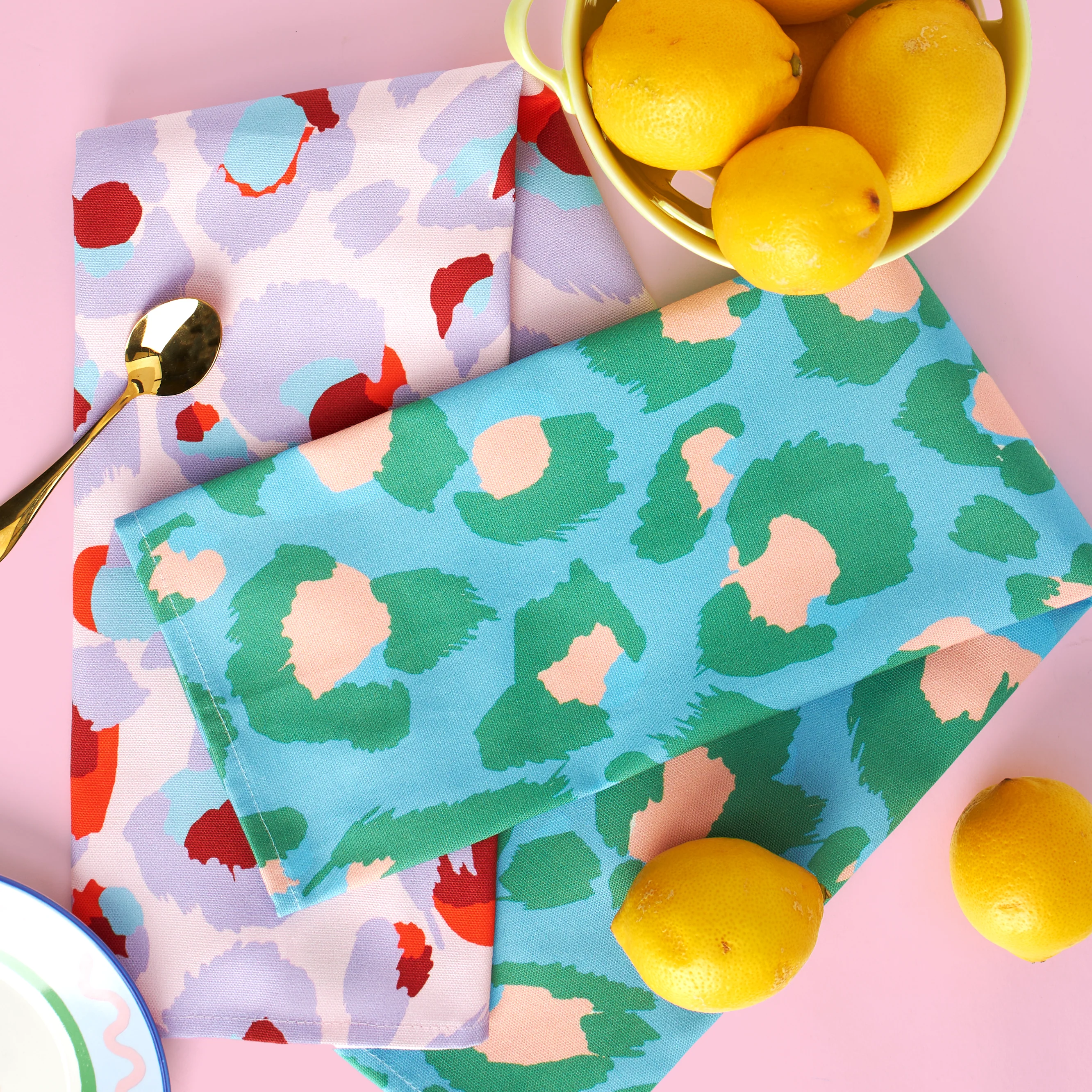 Blue & Green Leopard Tea Towel - Image 2