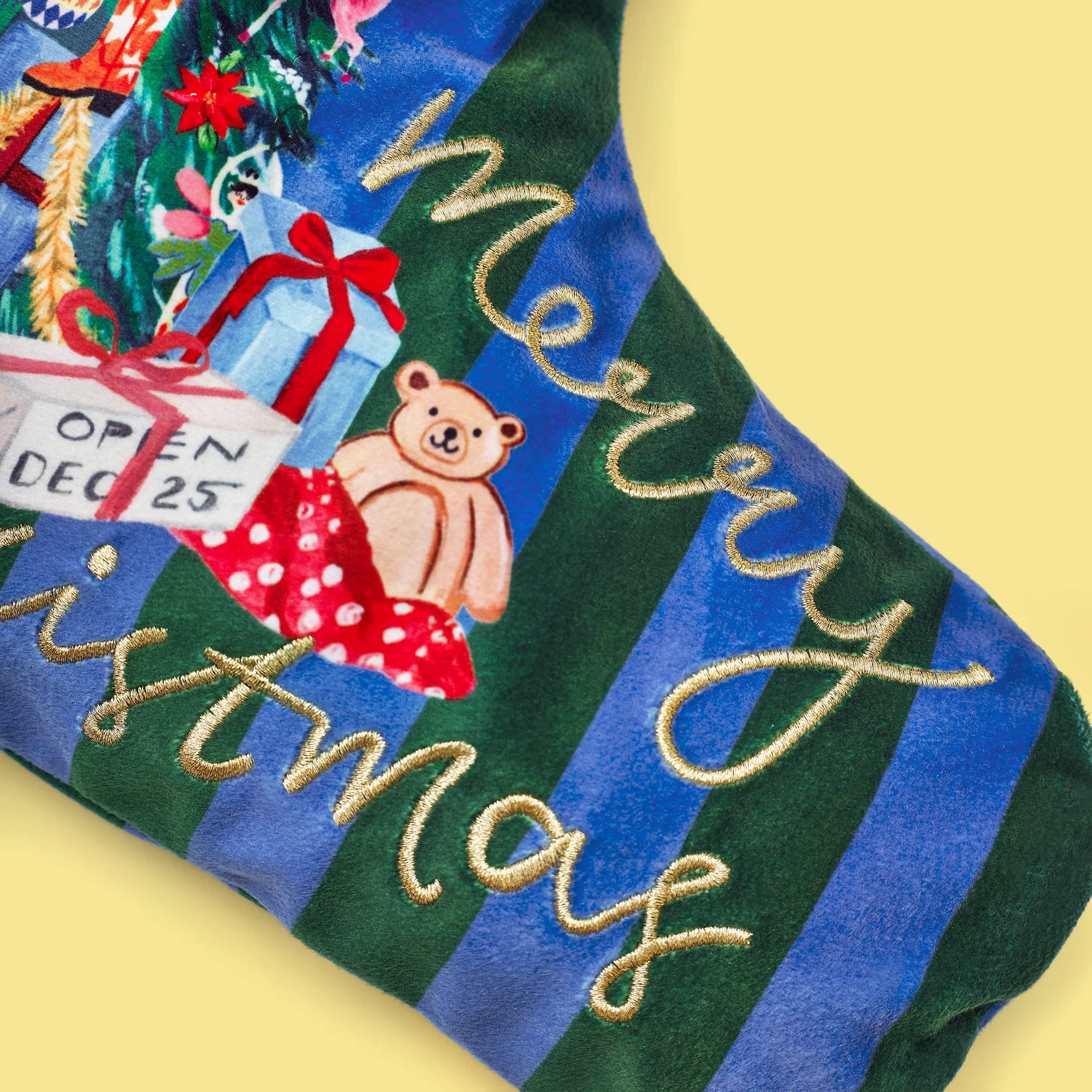 Christmas Tree Candy Stripe Velvet Stocking - Image 5