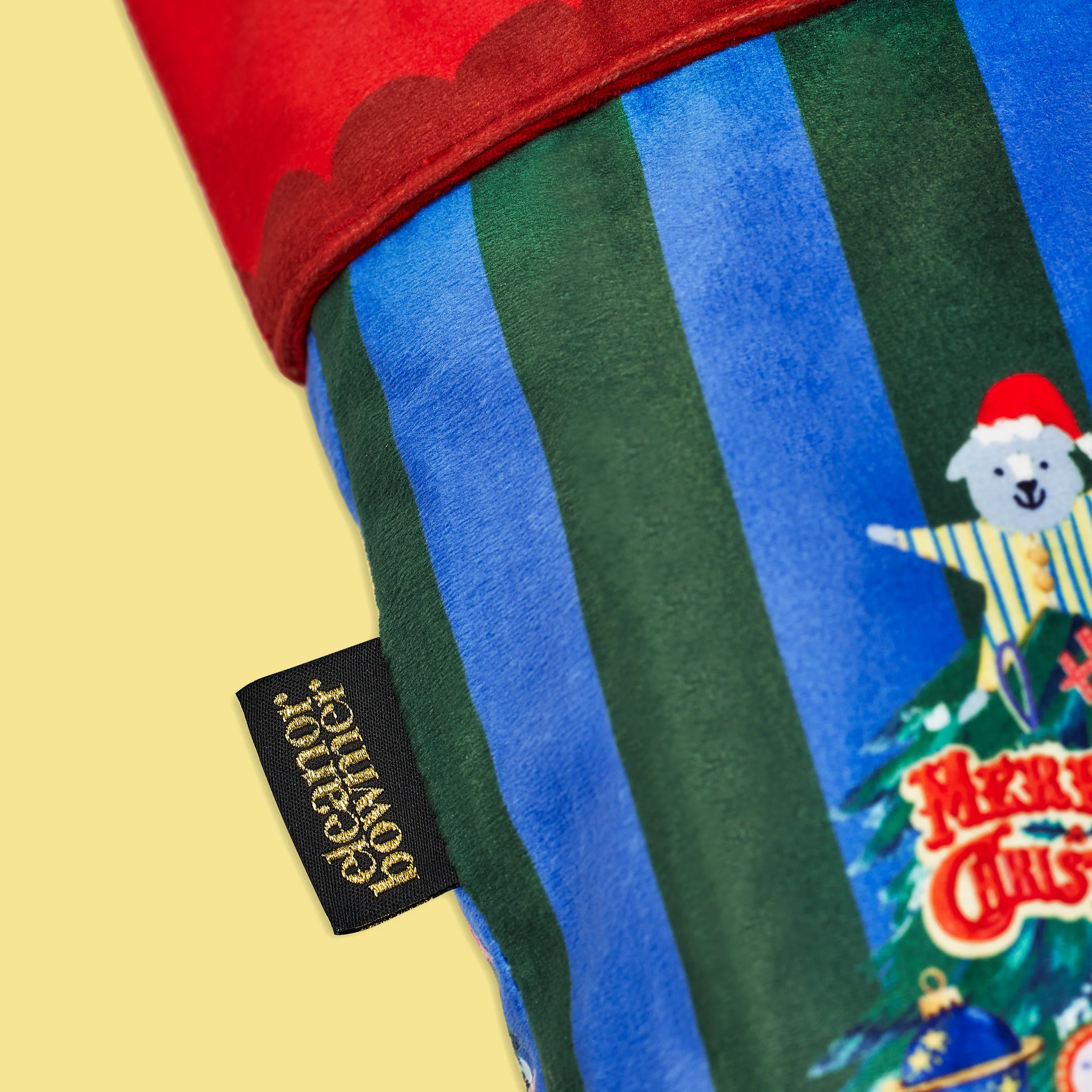 Christmas Tree Candy Stripe Velvet Stocking - Image 6