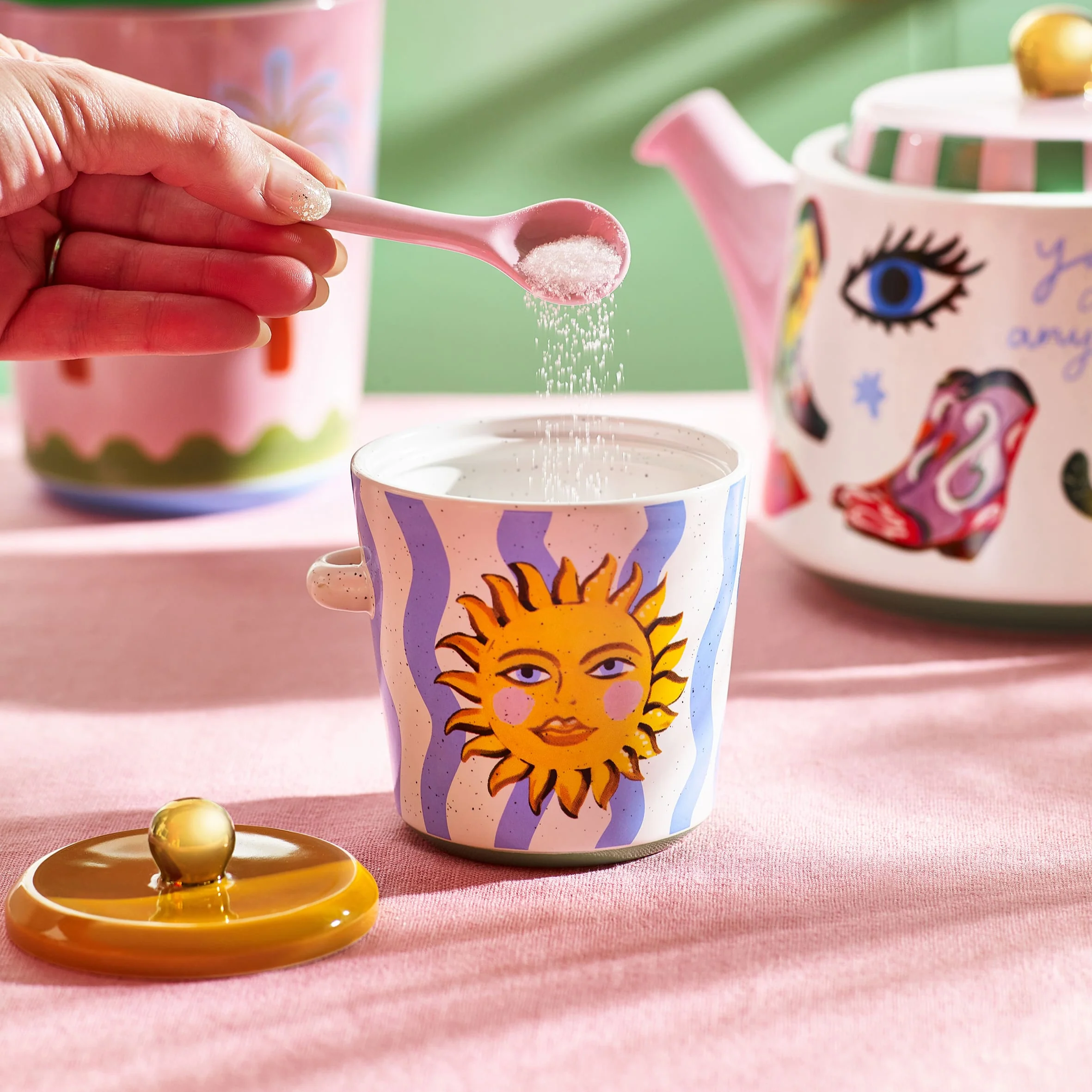 Electric Coast Sun Sugar Pot and Spoon Set - Image 2