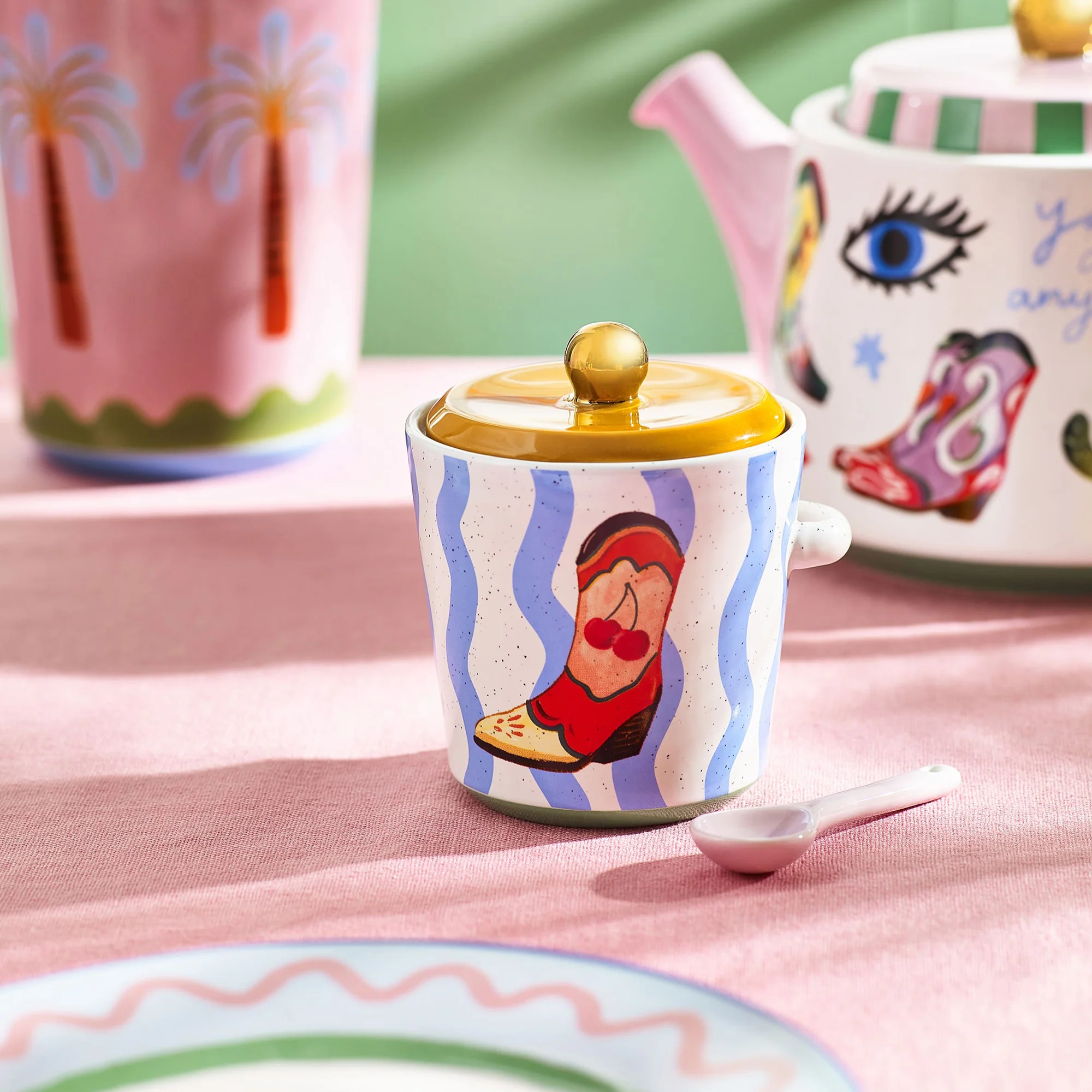 Electric Coast Sun Sugar Pot and Spoon Set - Image 3