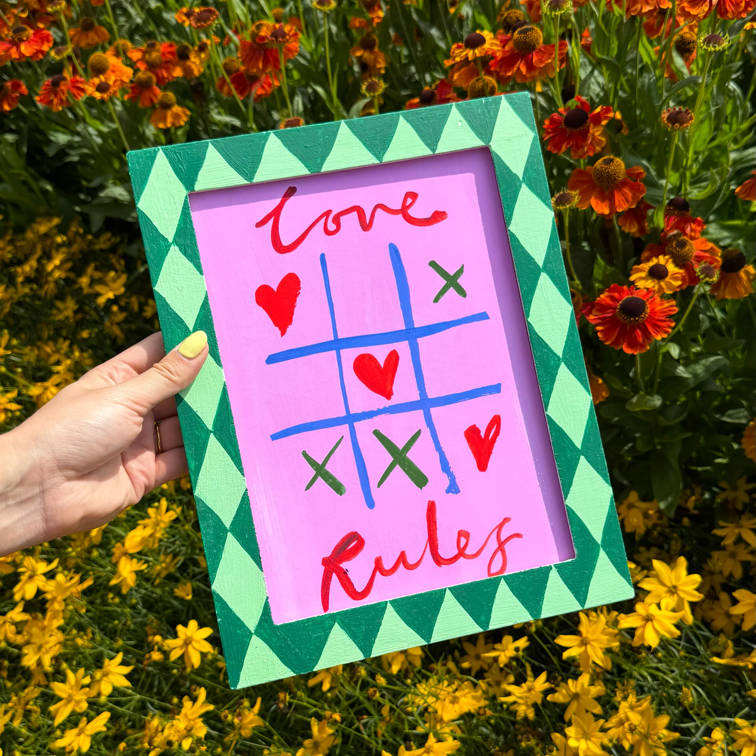 Love Rules Hearts & Crosses Print - Image 2