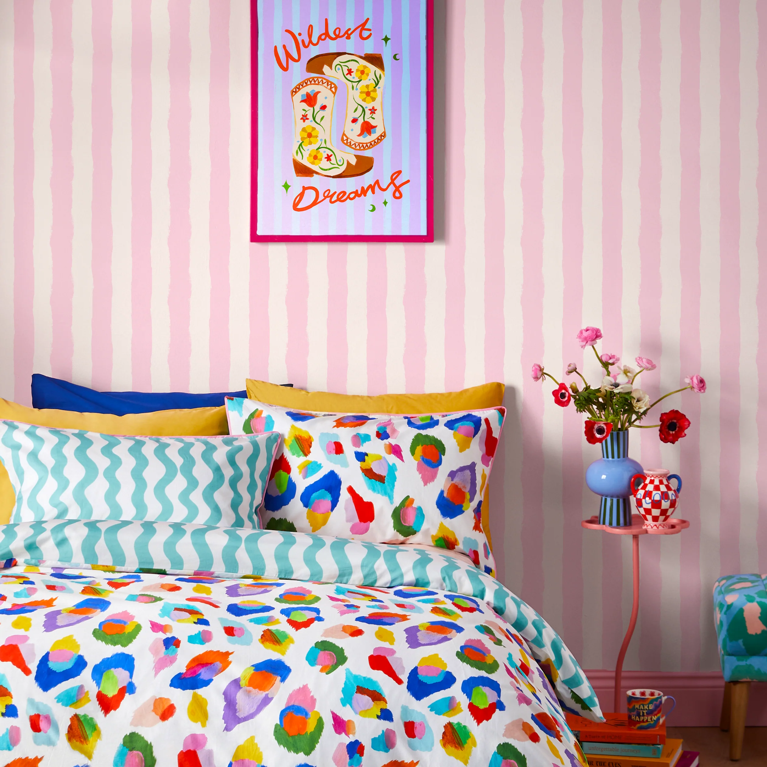 Pink Painted Stripe Wallpaper - Image 3