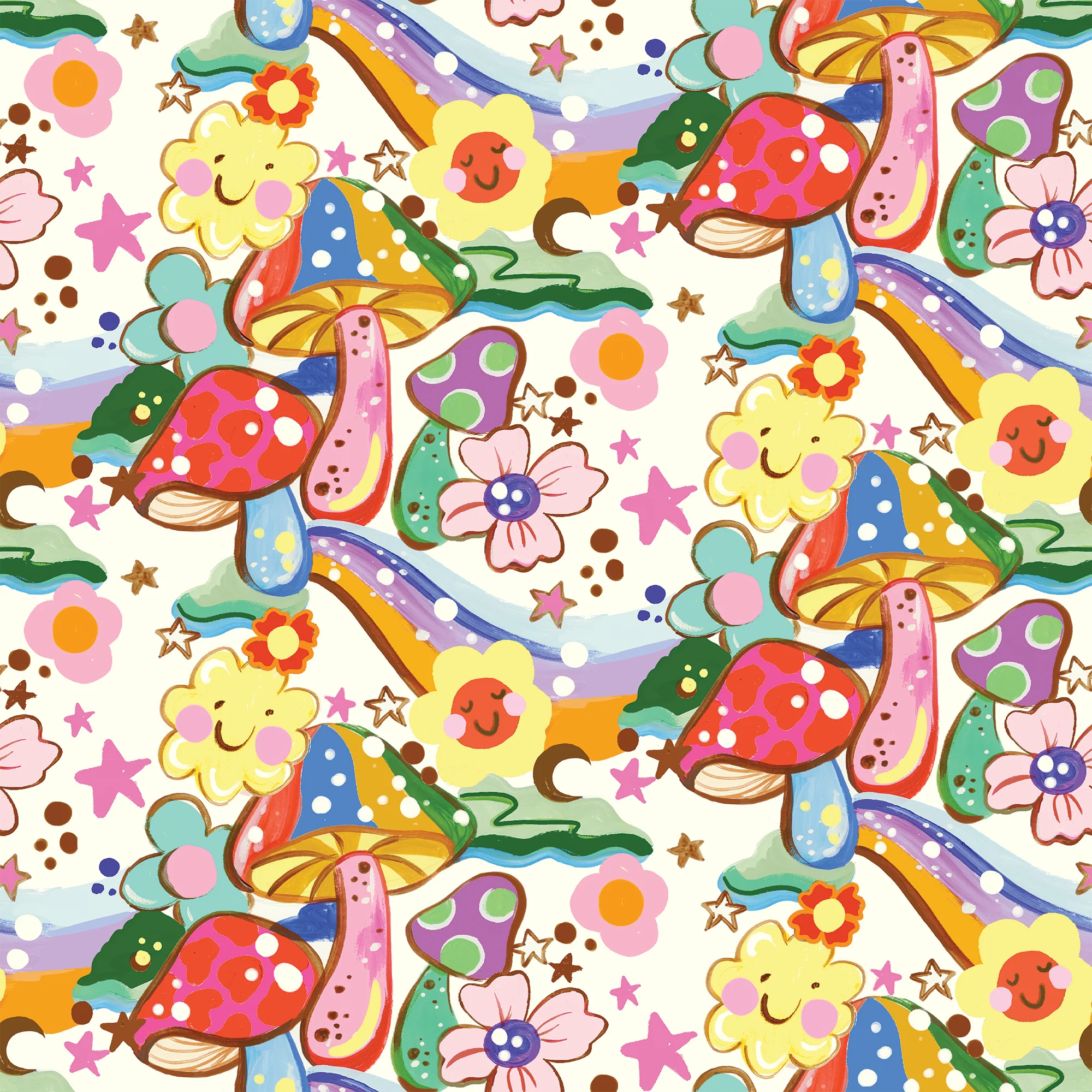 Rainbow Mushrooms Wallpaper - Image 3